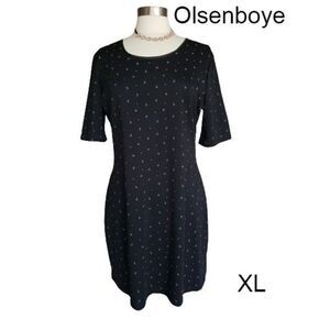 Women's Black Dress White Crosses Peek-A-Boo Back Sheath Dress XL NWOT